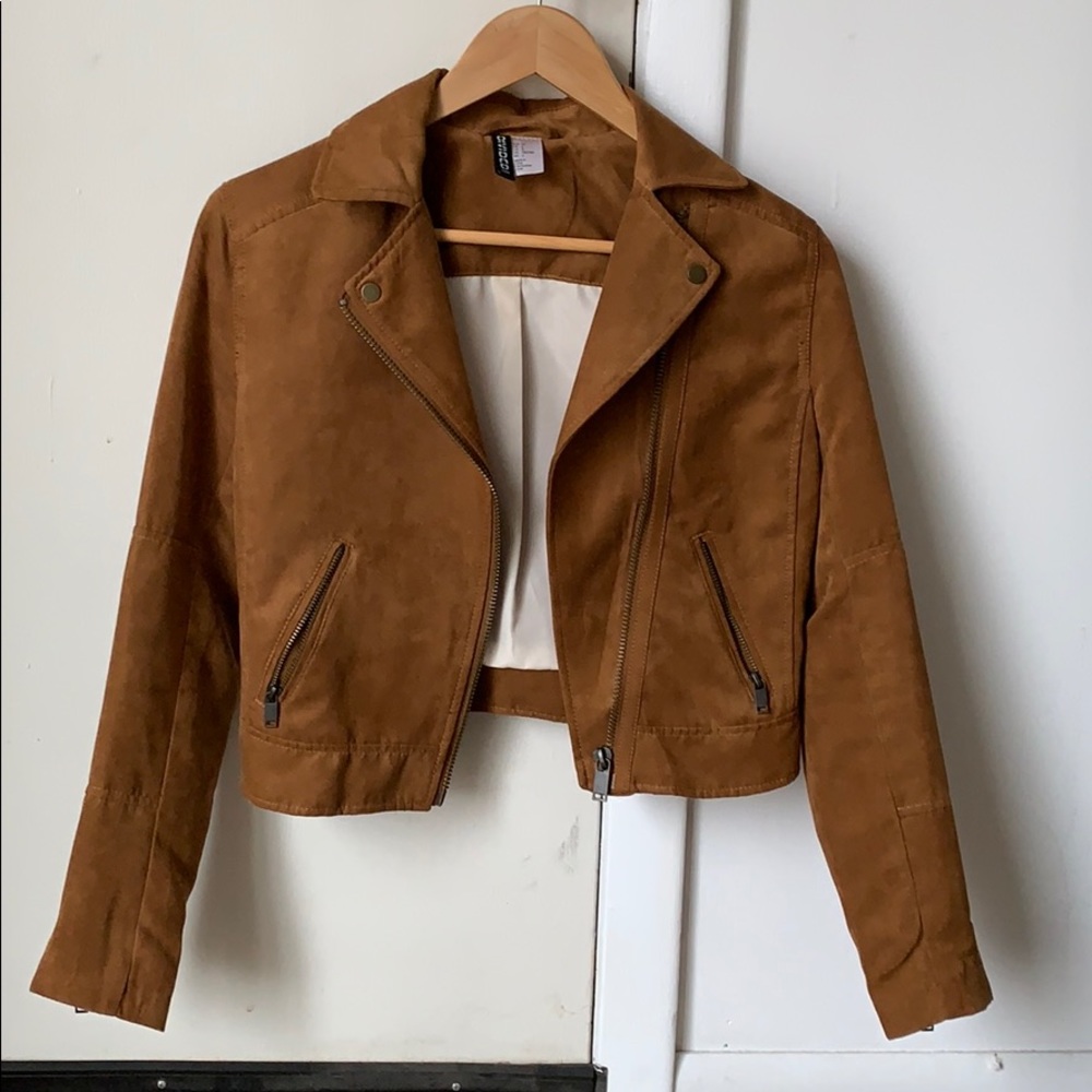 Brown suede biker style jacket